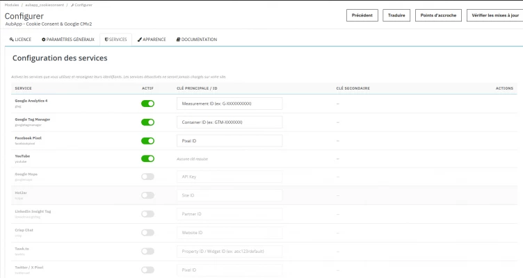 Module PrestaShop Cookie Consent RGPD &amp; Google CMv2 — capture 5
