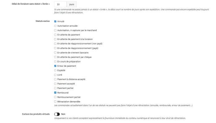 Bouton de rétractation en ligne pour PrestaShop — capture 2