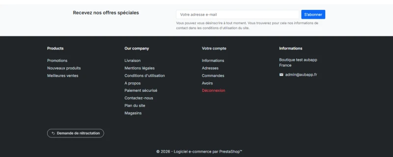 Bouton de rétractation en ligne pour PrestaShop — capture 5